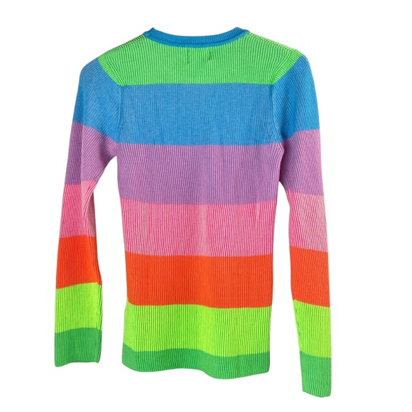 WISPR By Brodie Cotton Silk Blend Sweater Neon Yarn Crew Neck Size M - Picture 2 of 9